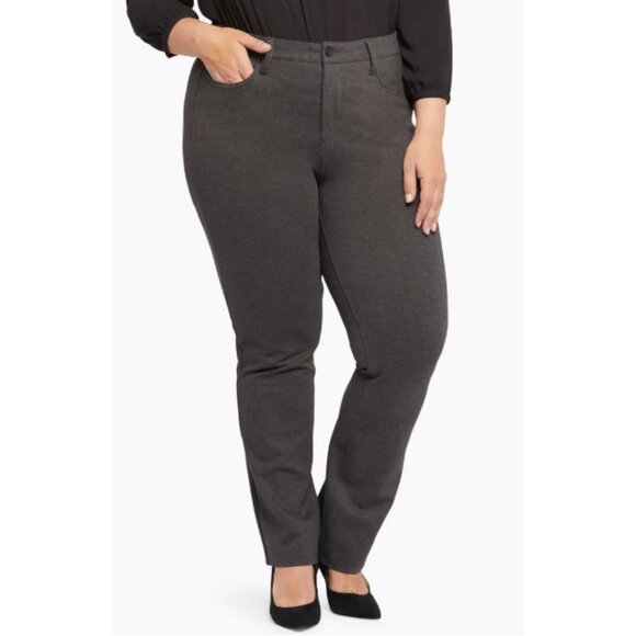 NYDJ Marilyn Straight Leg Women's Plus Size 24W Charcoal Heathered Pants NWT - Picture 1 of 15